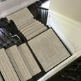 thumbnail image 6 of PURE ERA Bullnose Carpet Stair Treads Steps Rugs 9.5"x30"x1.2" 14pcs With 1pcs Matching Landing Mat 2'x3'(Cream Gray Rectangle Stripe), 6 of 12