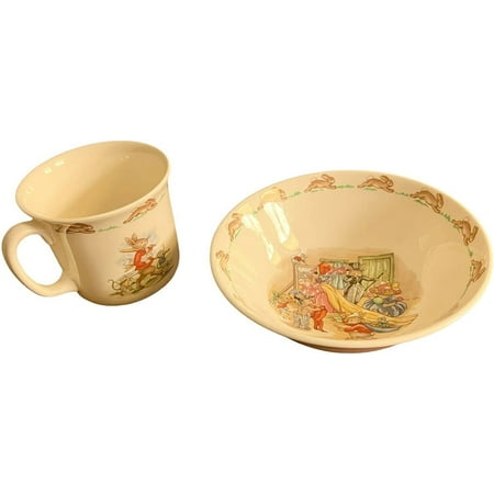 1936 Royal Doulton Bunnykins English Fine Bone Cereal Bowl & Cup New