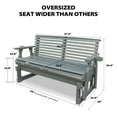 thumbnail image 3 of 2-Person Outdoor Glider Bench - 800lb Capacity, All-Weather Wooden Rocking Chair with Cup Holders, Grey, 3 of 6