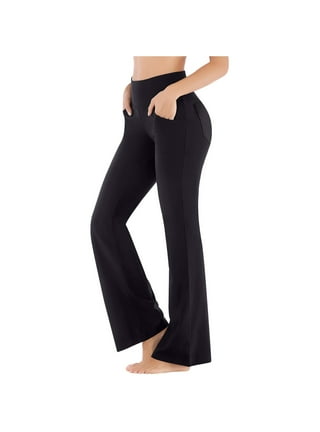 WANYNG yoga pants for women Women Yoga Pants High Waist Flare Leggings Wide  Straight Leg Sports Trousers Flared Trousers With Pocket For Yoga Pilates  Fitness Polyester Black XL 