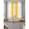 thumbnail image 4 of Abstract Sheer Curtains 63 Inch Long 2 Panels, Dark Gray Yellow Gradient Ombre Light Filtering Rod Pocket Semi Sheer Curtains, Sheer Voile Drapes for Living Room Bedroom, 52"x63", 4 of 5