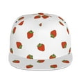 thumbnail image 2 of Daiia Hand Drawn Strawberry print Flat Bill Hats Flat Brim Trucker Cap Baseball Cap Adjustable Classic Low Profile Hat Unconstructed Plain Cap, 2 of 9
