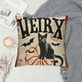 thumbnail image 2 of Halloween Decor Pillow Covers Black Cat/Pumpkin Pattern Pillow Case with Happy Halloween/Trick or Treat Quote Decorative Pillow Cushion Cover, 2 of 5