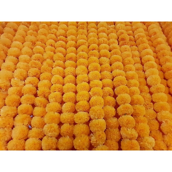 Gamexcel Artificial Marigold Garland, 30 Pack, 150 ft Total Orange Flower Garland for Diwali, Indian Wedding and Party Decor
