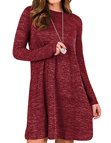Sanifer Womens Knit Long Sleeve T Shirt Dress Sweater Dress Tunic Dress