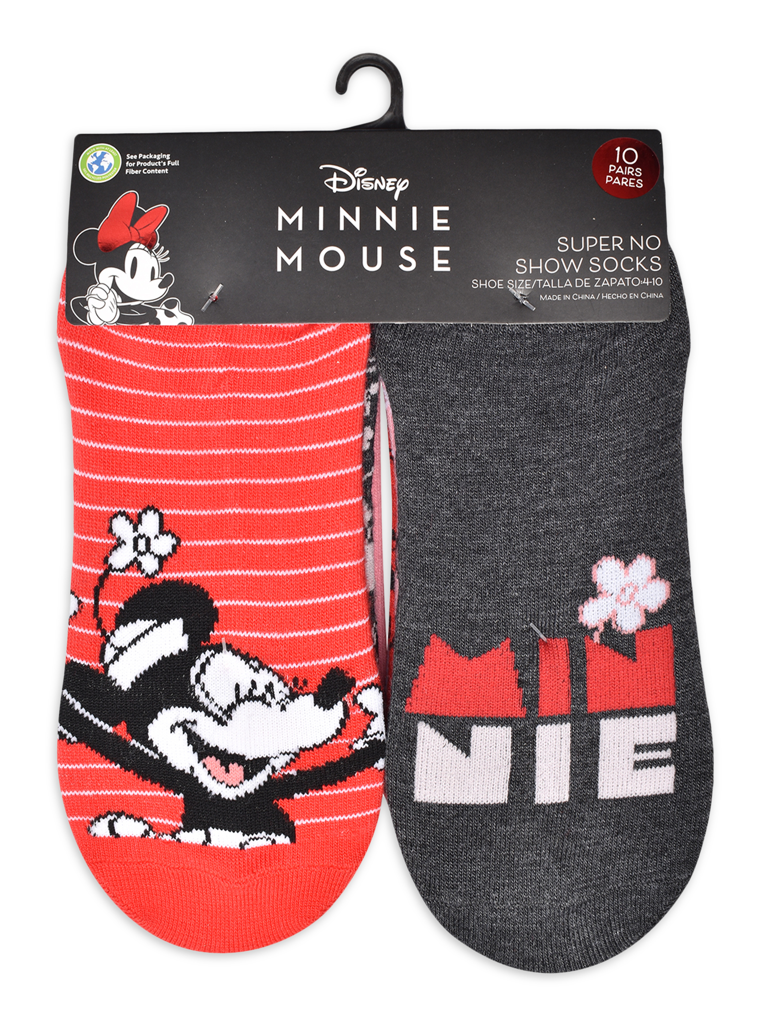 Disney Minnie Mouse Womens Graphic Super No Show Socks, 10-Pack, Sizes 4-10 - image 2 of 5