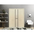 thumbnail image 3 of Sliding French Double Pocket Doors 48 x 84 inches | Planum 0016 Natural Veneer with Frosted Glass | Kit Trims Rail Hardware | Solid Wood Interior Bedroom Sturdy Doors, 3 of 6