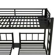 Bellemave Triple Bunk Bed Twin XL over Twin and Twin Metal Bunk Bed Convertible 3 Bunk Bed for Teens, Black