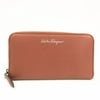 Authenticated Used Salvatore Ferragamo IY-660907 Unisex Leather Long Wallet (bi-fold) Brown,Navy