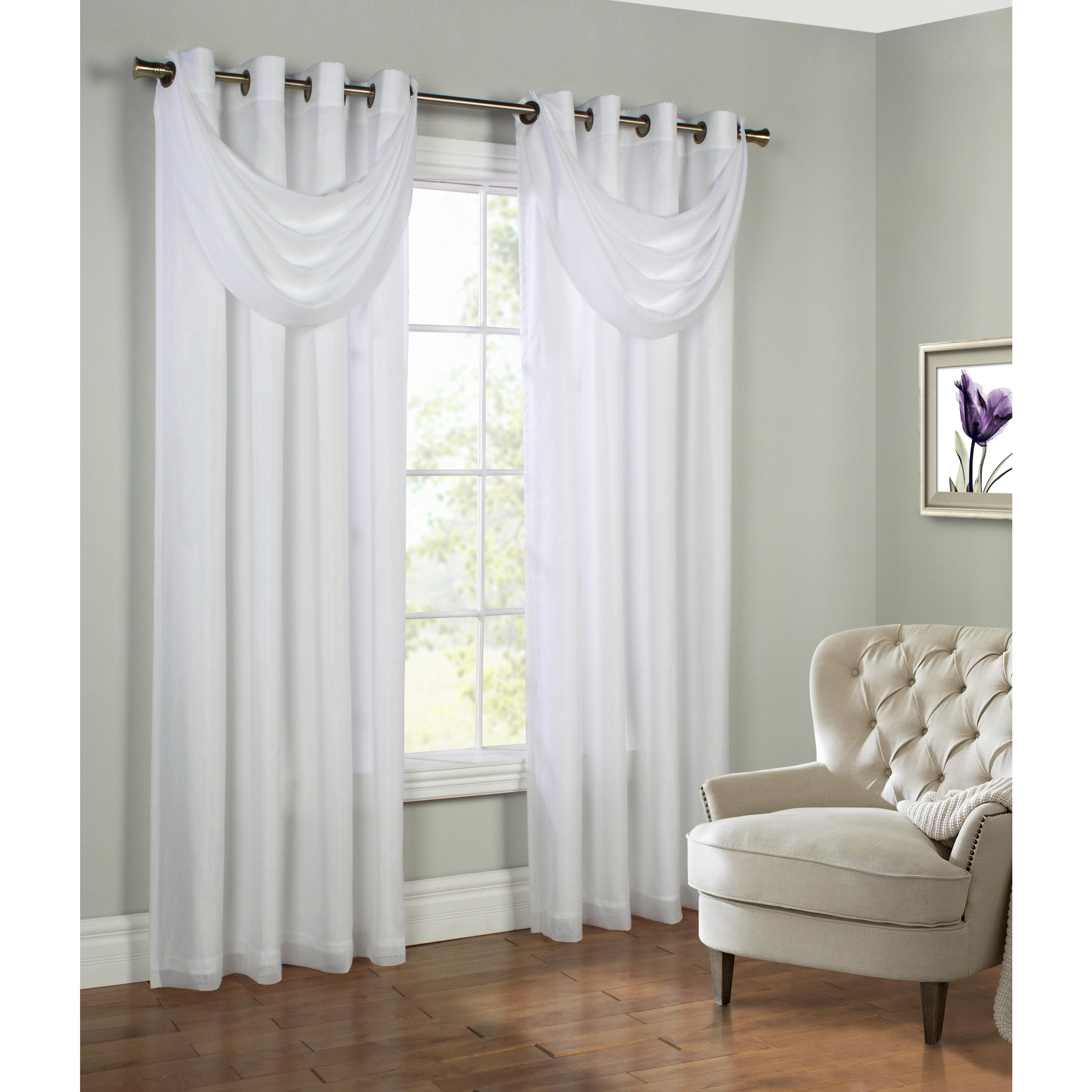 Rhythm Lined Grommet Ascot Valance 36" x 19" in White