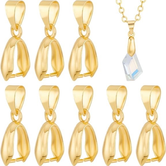 1 Box 60Pcs Jewelry Pinch Bail Real 14K Gold Plated Snap on Bails Hook Claw Pendant Charms Chain Connector Clasps