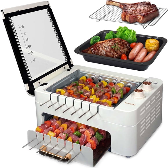 Parrilla eléctrica 3 en 1, sin humo, para barbacoa, pinchos, pinchos, para uso interior, XHJ