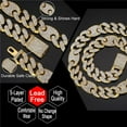 thumbnail image 4 of FEEL STYLE Male Zircon Gold Plated Figaro Chain Necklace for Men Teen 15MM 24", 4 of 5