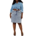 thumbnail image 2 of Agnes Orinda Women's Plus Size Ripped Embroidered A Line Denim Jean Skirts, 2 of 8
