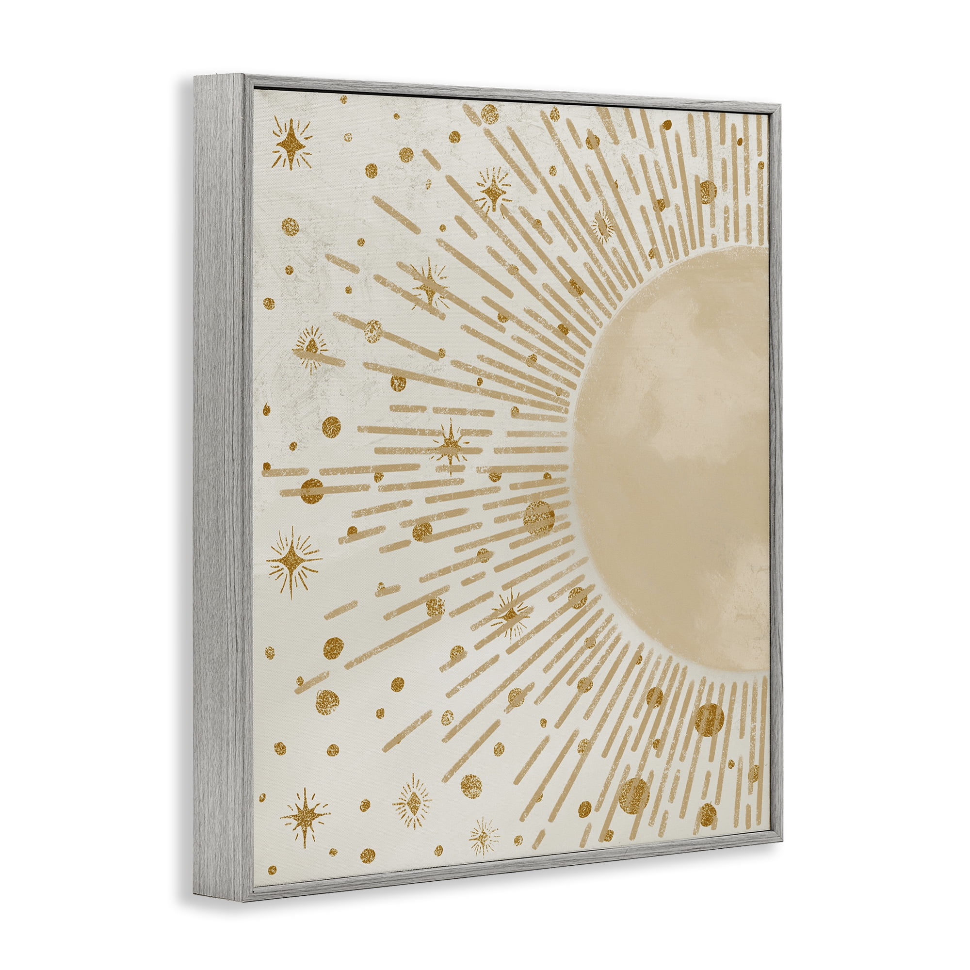 Stupell Industries Starry Sun Rays Landscape Painting Gray Framed Art Print Wall Art, 16 x 20