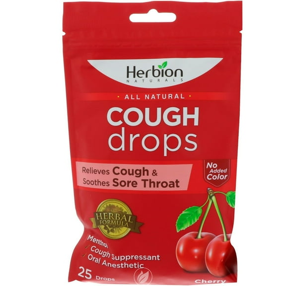 Herbion All Natural Cough Drops Cherry Flavored 25 Ct, Pack of 2