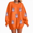 thumbnail image 2 of Godom Halloween Sweatshirts for Women Ghost Graphic Crewneck Long Sleeve Pullover Tops Loose Fit Soft Knit Ribbed Casual Fall Winter Outfits, 2 of 6