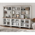 thumbnail image 2 of Mroden 5 Tier Wooden Bookcase 72" Tall Bookshelf with Adjustable Shelves and Ample Storage Cabinets, Library Wood Bookshelves with Glass Door for Living Room, Study Room, Bedroom, White, 2 of 7