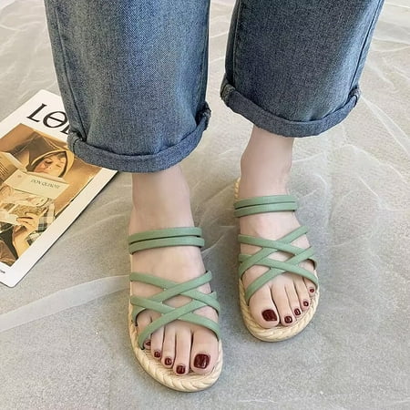 

Sandals slippers casual beach Bar Soft-soled shoes US SIZE 8 woman summer Female COOL black Flower SIZE 8