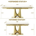 thumbnail image 4 of 63 in-86 in Extendable Dining Table Set for 4-8, Faux Marble Kitchen Table with Golden Base, Modern Rectangular Dinner Room Table with PU Leather Upholstered Chairs(Table + 6 Orange Chairs), 4 of 9