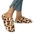 thumbnail image 3 of NOKIO Giraffe Pattern Coral Velvet Bedroom Slippers Plush Home On Shoes Indoor Shoes Women'S Memory Foam Thong Slippers Comfy Indoor Cotton Slippers Non-Slip Women'S Indoor Slippers, 3 of 7