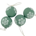 thumbnail image 6 of Northlight Glass Christmas Ball Ornaments with Snowflakes - 3" (80mm) - Green and White - 4ct, 6 of 7