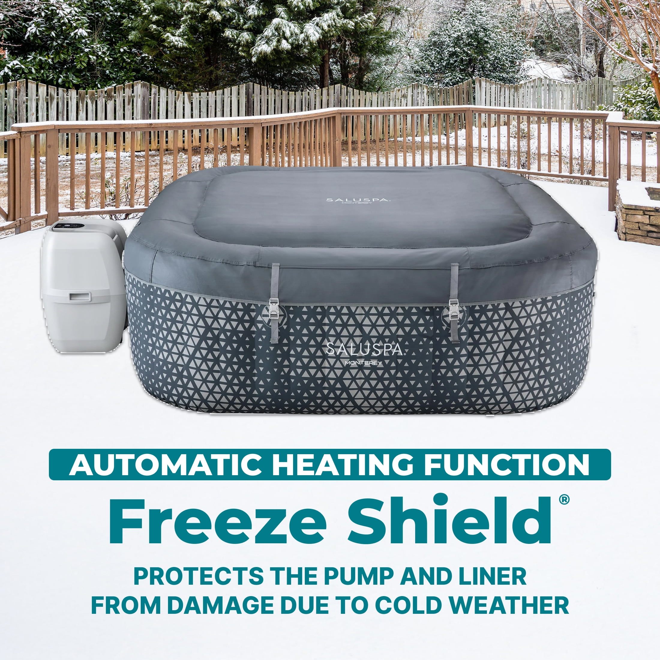 SaluSpa Monterey AirJet Outdoor Inflatable Square Hot Tub 4-6 Person with Pump #P08411