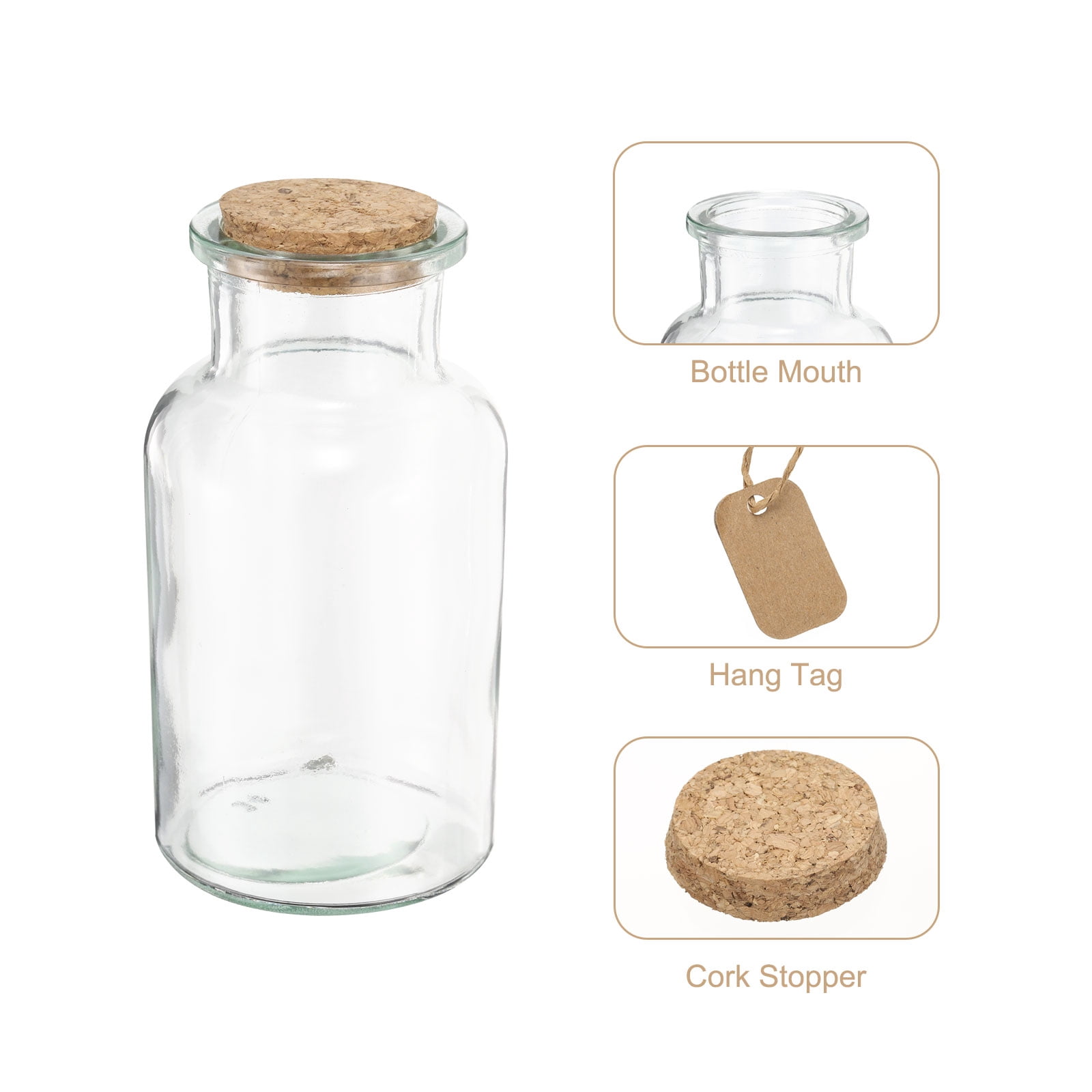Unique Bargains 2 Pcs Glass Jars With Cork Stoppers for Halloween Decorations