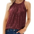 thumbnail image 4 of Spring Tops for Women Womens Tank Tops Women's Sleeveless Summer Sexy Sequin Round Neck Strap Top Womens Clothes under $8, 4 of 4