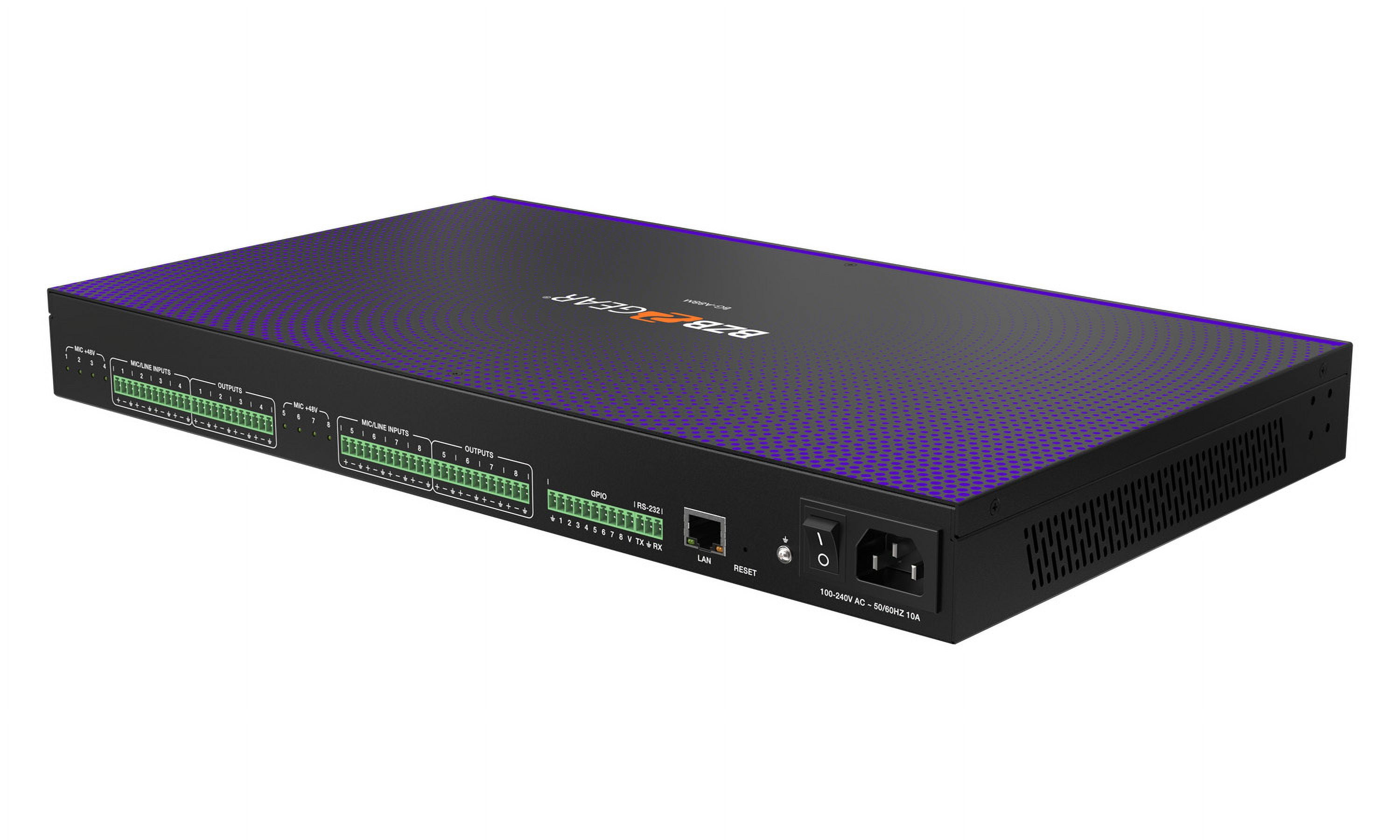 BZBGEAR 8x8 Balanced Digital Audio Processor/Matrix with AEC/ANS/AGC/Auto Mixer and 8-Channel Programmable GPIO Support