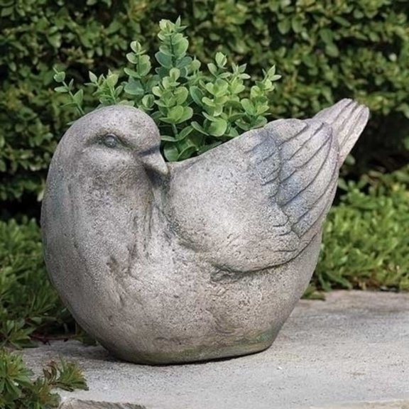 12.75" Gray Bird Design Outdoor Garden Planter
