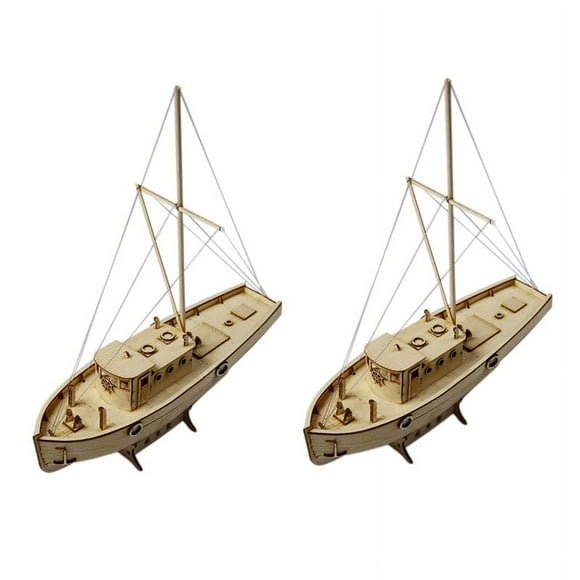 2X Kit DIY Modelo de Montaje de Nave Barco de Vela de Madera 1:50 Escala Juguete de Decoración Regalo