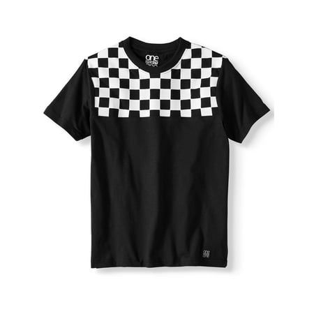 Oh Boy Stripes - One Point One Short Sleeve Racing Stripe Shoulder Block Tee Shirt (Big Boys)