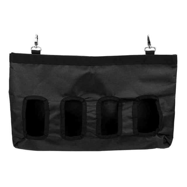 Pet Rabbit Fourhole Oxford Cloth Hay Bag Hanging Pouch Feeder Holder Feeding Container(purple )