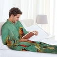thumbnail image 6 of Picia Retro Birds Pattern Men’s Long-Sleeve Sleepwear Set - Soft 2-Piece Loungewear with Pockets, Comfy PJs for Relaxing Nights-Small, 6 of 7