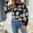 thumbnail image 6 of Women's Long Sleeve Crewneck Knit Sweater Printed Casual Loose Fit Fall Winter Pullover Jumper Sweaters Tops, 6 of 8