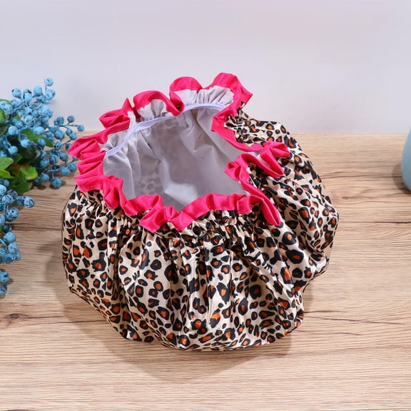 LOLIPPYY Reusable Waterproof Shower Caps Leopard Print Multi 2Pcs