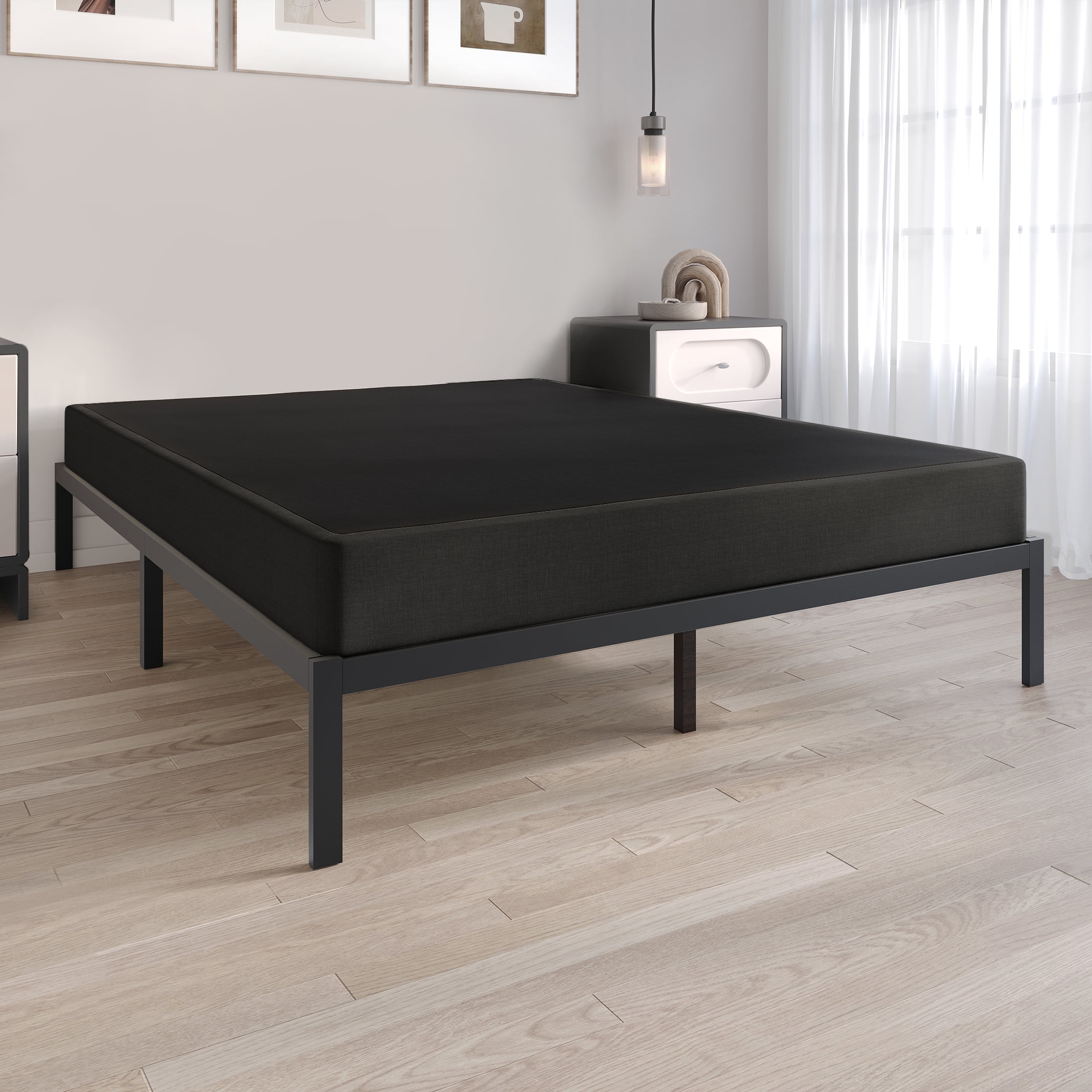 Castle Place 5" Full Size Metal Box Spring in Black Linen