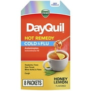 Vicks DayQuil Cold & Flu Hot Remedy, Honey Lemon Flavor, 8 Packets