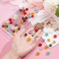 thumbnail image 3 of 70 Pcs 7 Colors Transparent Resin Rose Cabochons 14mm Resin Flower Charms Undrilled Flatback Rose Beads with Gold Foil for DIY Jewelry Making DIY Craft Decoration, 3 of 5