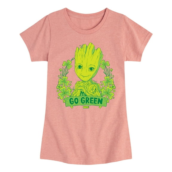 Marvel Guardians of the Galaxy - Groot Go Green St. Patrick's Day - Toddler And Youth Girls Fitted Short Sleeve Graphic T-Shirt