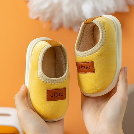 

dyfzdhu slippers childrens girl fuzzy shoes solid color fashion soft sole winter warm indoor non slip fuzzy shoes