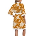 thumbnail image 4 of DreamFish Women's Floral Knit Bathrobe Soft Kimono Style Robe Knee Length Sleepwear with Pockets 3/4 Sleeves, 4 of 5