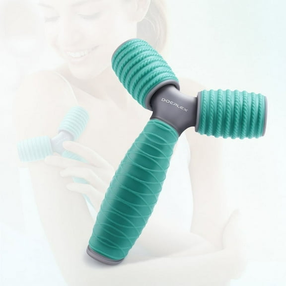 Doeplex Muscle Roller Handheld Massager for Neck, Shoulder, Arm, Leg, Body Relaxation Roller for Soreness, Cramping Pain Relief (Green)