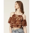 thumbnail image 4 of Moomaya Women Printed Off Shoulder Viscose Top, Ruffled Summer Crop Top, 4 of 8