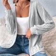 thumbnail image 4 of Chaquetas de Mujer de Color Liso, Larga, Frente Abierto, Chaqueta Regular Gris M, 4 of 7