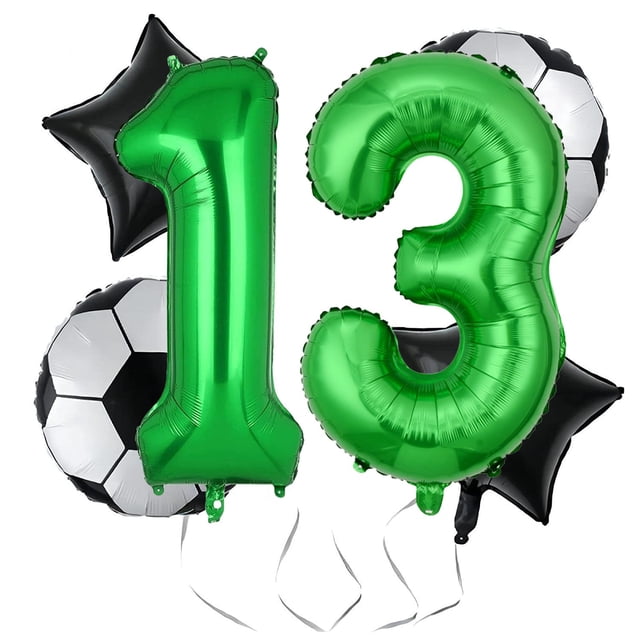 Globos de fútbol hzqruqh 32 pulgadas verde decoración de 13.º cumpleaños