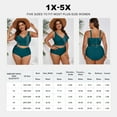 thumbnail image 5 of SHEWIN Womens Plus Size Bikini Sets Tummy Control Swimsuits V Neck Color Block Two Piece Bathing Suit Blackish Green 1X, 5 of 9