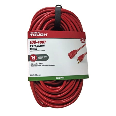 Hyper Tough 100FT 14/3 Extension Cord Red For Outdoor use