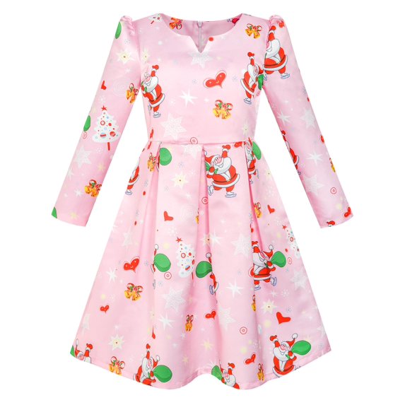 Girls Dress Christmas Santa Xmas Tree Year Gift Dress 5